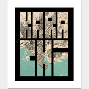 Karachi, Pakistan City Map Typography - Vintage Posters and Art